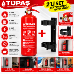 2kg Tüpaş Yangın Tüpü ve Plastik Aparatı 2li Set