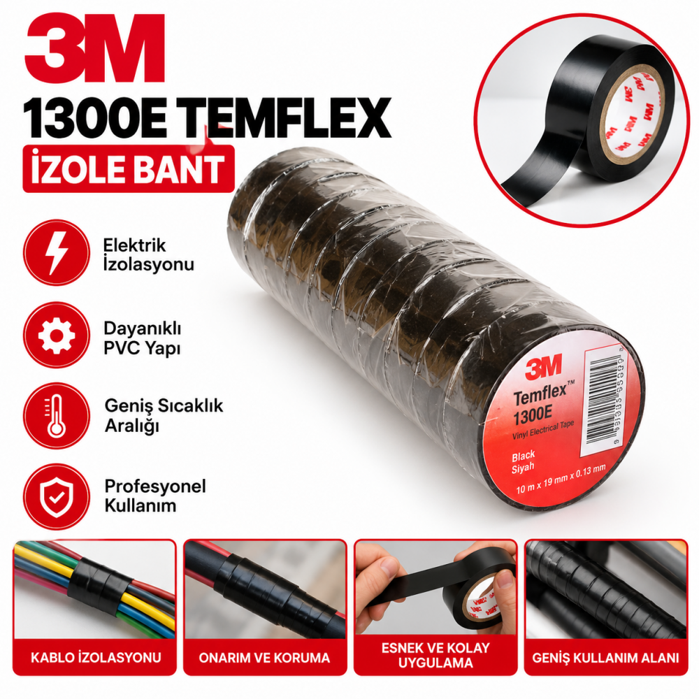 3M 1300E TEMFLEX İZOLE BANT