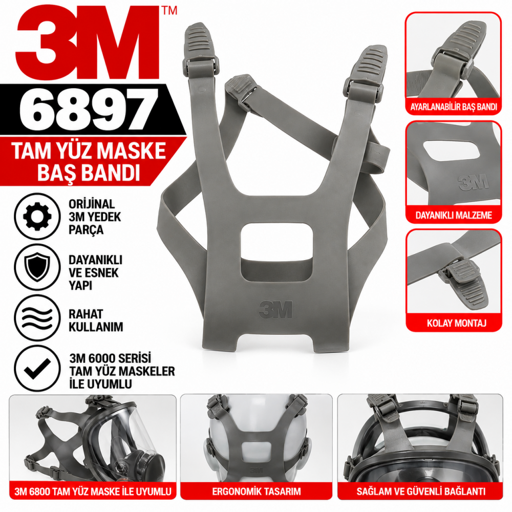 3M 6897 Tam Yüz Maske Baş Bandı