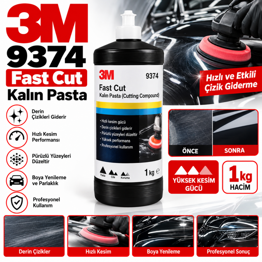 3M 9374 Fast Cut Kalın Pasta 1kg 