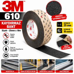 3M 610 Kaydırmaz Bant Siyah 25mmX18m