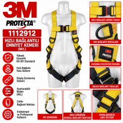 3M Protecta 1112912 Hızlı Bağlantılı Emniyet Kemeri (M/L)