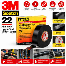 3m Scotch  22 Ağır Işlere Uygun Vinil Elektrik Bandı 