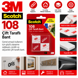 3M Scotch 108 Çift Taraflı Bant 