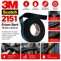 3m Scotch 2151 19mmx9,15mt Eriyen Bant 10 Adet