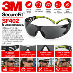 3M SF402 SecureFit 400 AS/AF İş Güvenliği Gözlüğü