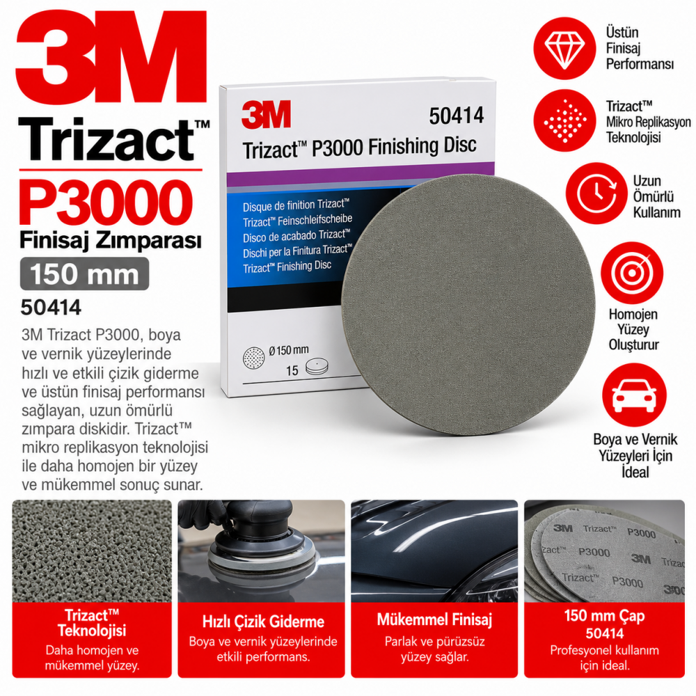 3m Trizact P3000 150MM. Finisaj Zımparası 50414 