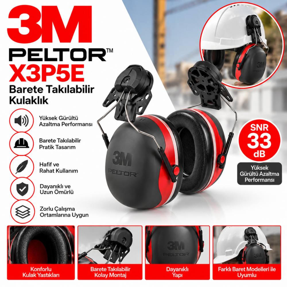 3M™ PELTOR™ X3P5E Barete Takılabilir Kulaklık