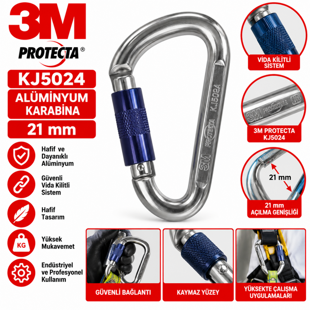 3M Protecta KJ5024 21mm Alüminyum Karabina