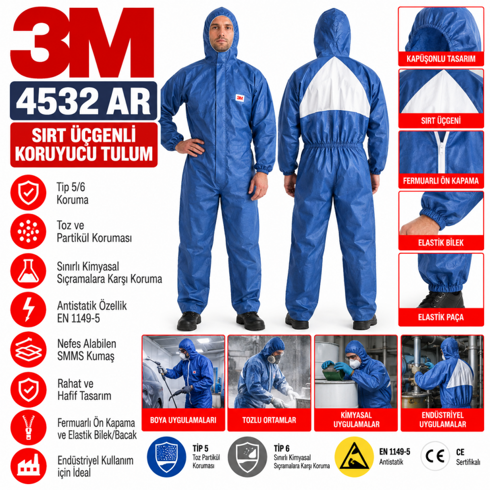 3M 4532 AR Sırt Üçgenli Tulum