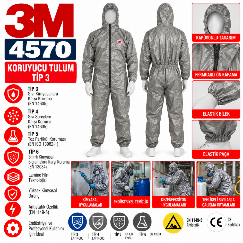 3M 4570 Koruyucu Tulum Tip3