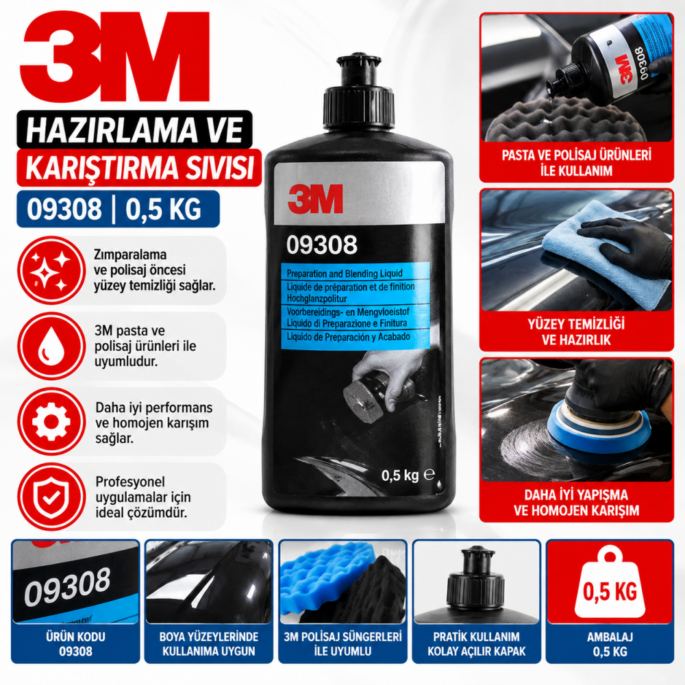 3m 09308 Hazırlama ve Karıştırma Sıvısı 0,5 Kg 