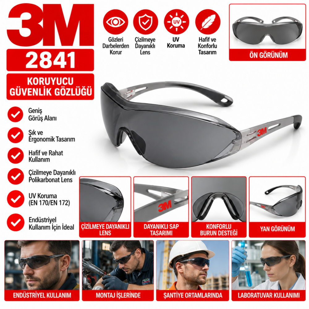 3M 2841 Koruyucu Güvenlik Gözlüğü 24 Adet