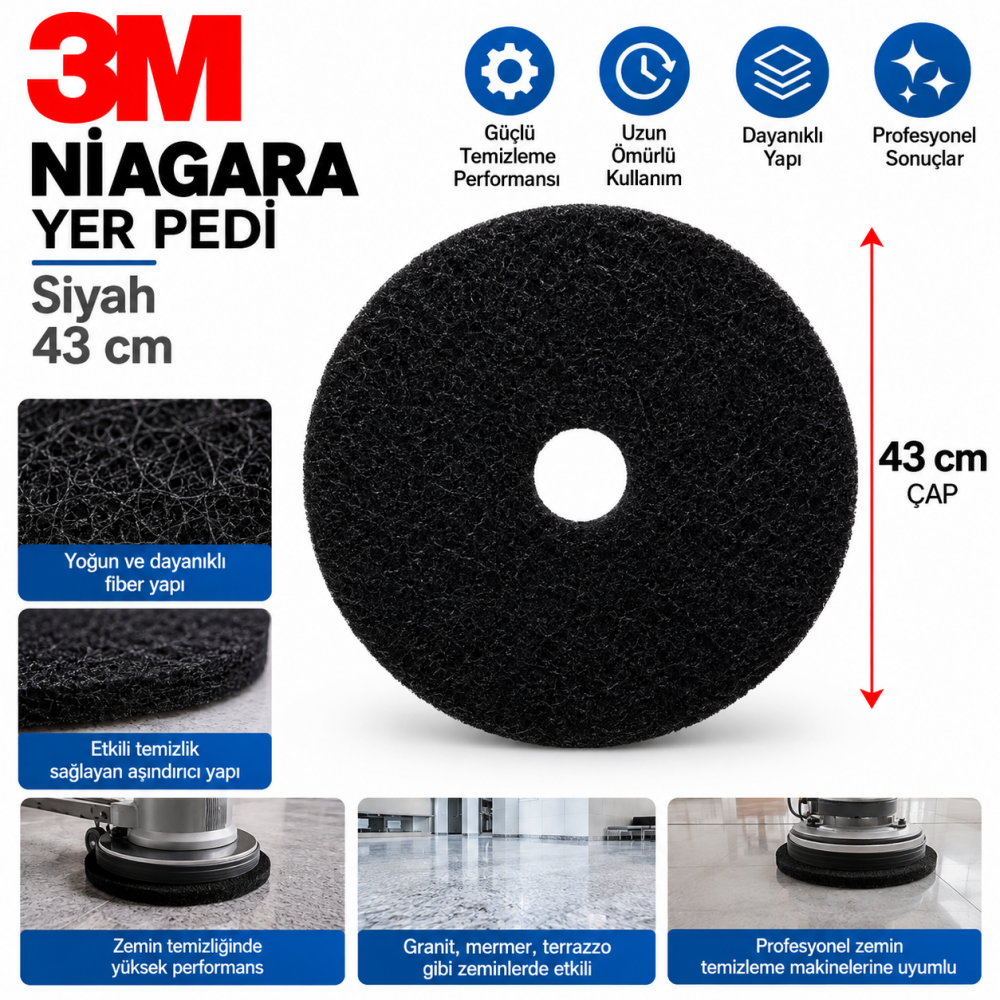 3M NİAGARA SİYAH YER PEDİ 43 CM