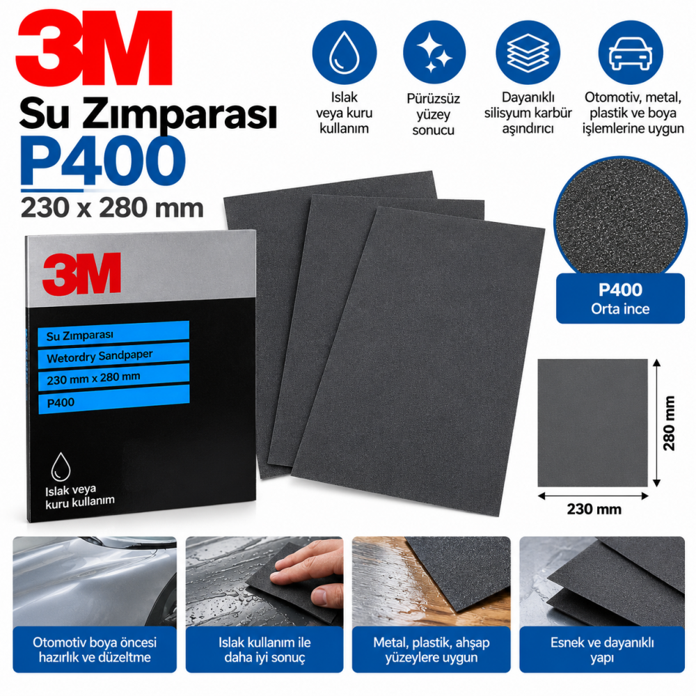 3m P400 Su Zımparası 230 x 280 mm