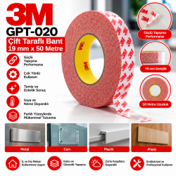 3m GPT-020FAkrilik Şeffaf Çift Taraflı Bant