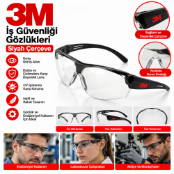 3M İş Güvenliği Gözlükleri, Siyah çerçeve,