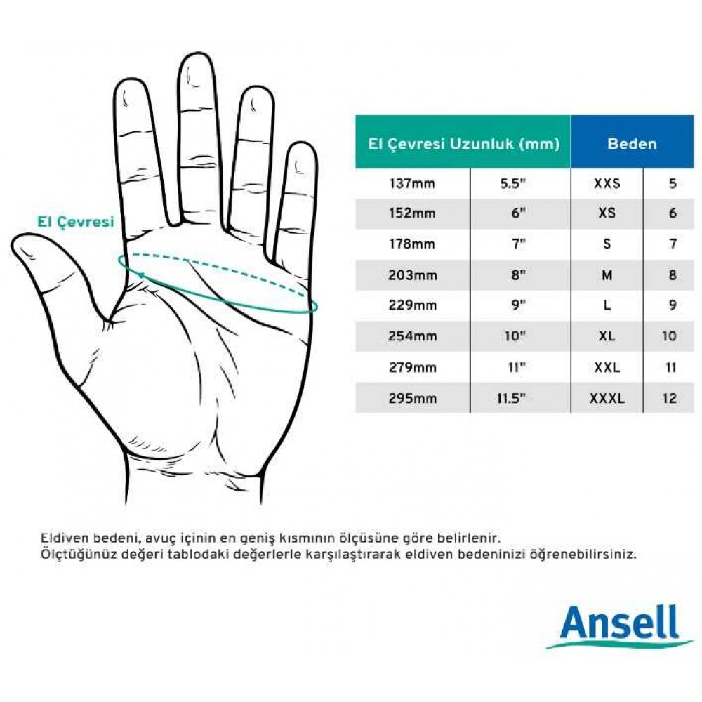 Ansell Alphatec 23-201 Gıda Uyumlu Kimyasal Korumalı İş Eldiveni