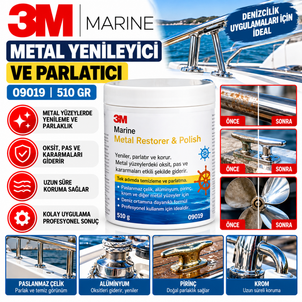 3M 09019 Marin Metal Yenileyici Ve Parlatıcı 510 Gr 6 Adet