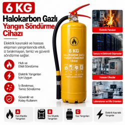 6 kg halokarbon gazlı yangın söndürme cihazı