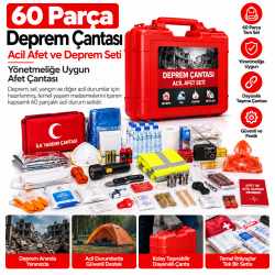 60 Parça Deprem Çantası Acil Afet ve Deprem Seti Yönetmeliğe Uygun Afet Çantası