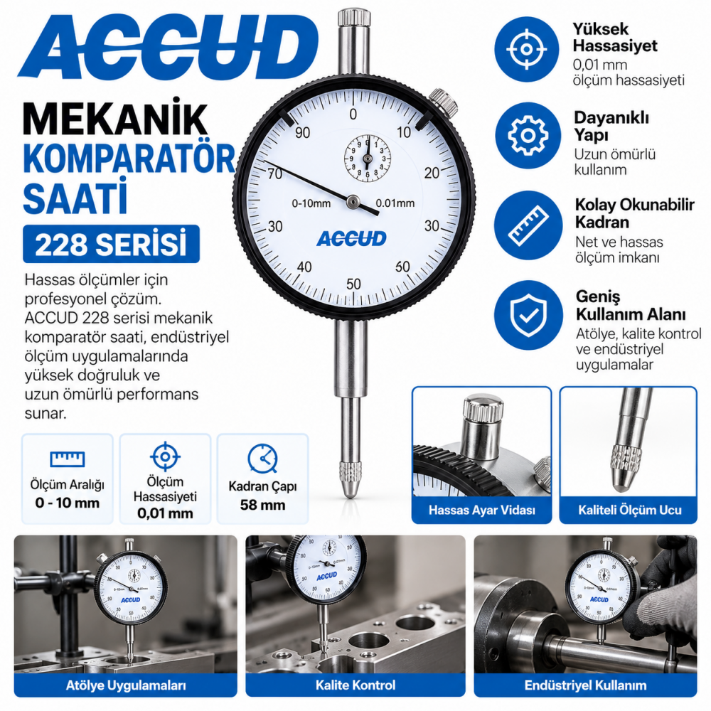 ACCUD MEKANİK KOMPARATÖR SAATİ 228 SERİSİ
