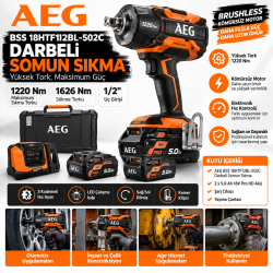 Aeg Bss 18Htf12Bl-502C Darbeli Somun Sıkma 5.0 Ah 1220 Nm