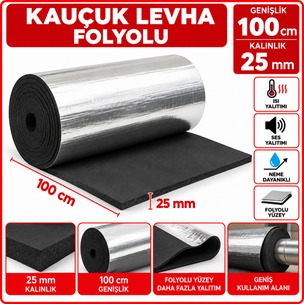  KAUÇUK LEVHA 100/25mm FOLYOLU