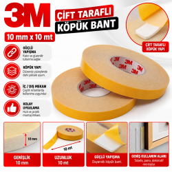 3m 10X10 MT Çift Taraflı Köpük Bant 