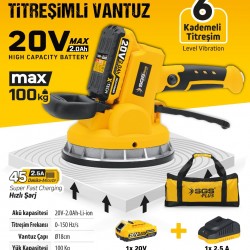 20 Volt 2 Amper Akülü Titreşimli Vantuz Seramik Granit Makinesi